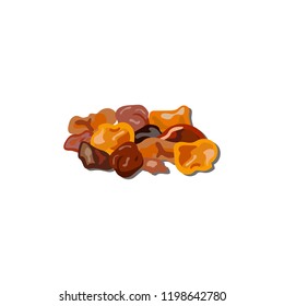 frankincense, amber, myrrh, pieces of gum, resin, tar, semiprecious stones. Vector