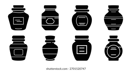 frankincense jar silhouette vector icon set