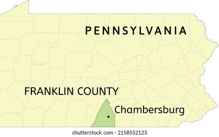 Franklin County and borough of Chambersburg location on Pennsylvania state map