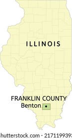 Franklin County and city of Benton location on Illinois state map