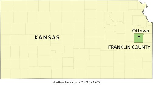 Franklin County and city of Ottawa location on Kansas state map