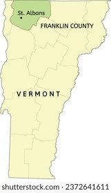 Franklin County and city of St. Albans location on Vermont state map