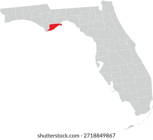 Franklin County on the Map of Florida State Editable Vector