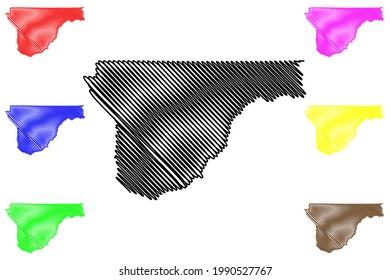 Franklin County, State of Washington (U.S. County, États-Unis d'Amérique), illustration vectorielle carte, croquis à griffes carte Franklin
