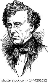 Franklin Pierce, vintage engraved illustration