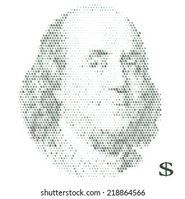 Franklin portrait with dollar simbols. vector illustration