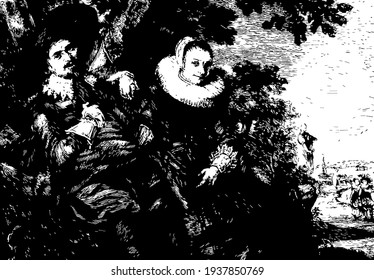 Frans Hals can now be found in the Riik's Museum in Amsterdam, vintage engraving.