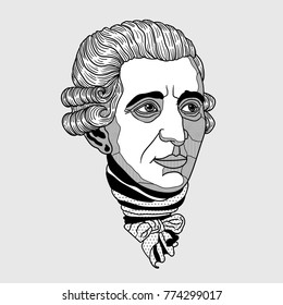 Franz Joseph Haydn. Vector illustration hand drawn.