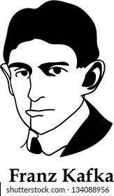 Franz Kafka - black and white (vector)