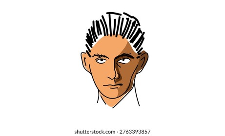 Franz Kafka portrait, flat vector illustration