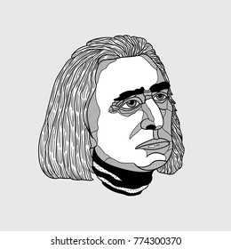 Franz Liszt. Vector illustration hand drawn.