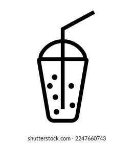 Frappe cocktail line icon isolated on white background. Black flat thin icon on modern outline style. Linear symbol and editable stroke. Simple and pixel perfect stroke vector illustration