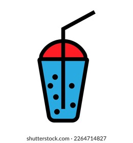 Frappe cocktail line icon isolated on white background. Black flat thin icon on modern outline style. Linear symbol and editable stroke. Simple and pixel perfect stroke vector illustration