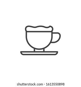 Frappe coffee cup line icon. linear style sign for mobile concept and web design. Milkshake cup with whipped cream outline vector icon. Coffee shop symbol, logo illustration. Vector graphics