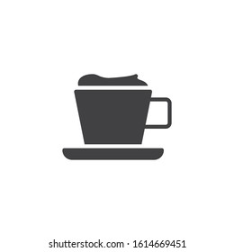 Frappe coffee cup vector icon. filled flat sign for mobile concept and web design. Milkshake cup with whipped cream glyph icon. Coffee shop symbol, logo illustration. Vector graphics