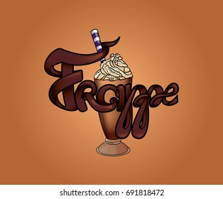 Frappe coffee drink lettering