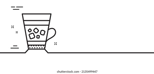 Frappe Coffee Icon. Cold Drink Sign. Beverage Symbol. Minimal Line Illustration Background. Frappe Line Icon Pattern Banner. White Web Template Concept. Vector