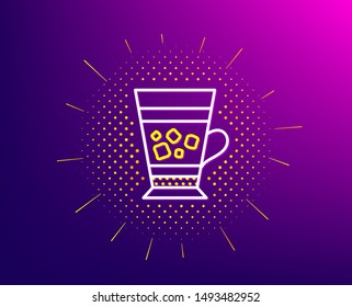 Frappe coffee icon. Halftone pattern. Cold drink sign. Beverage symbol. Gradient background. Frappe line icon. Yellow halftone pattern. Vector