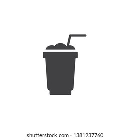 Frappe cup vector icon. Milkshake drink with straw filled flat sign for mobile concept and web design. Frappuccino coffee cup glyph icon. Symbol, logo illustration. Pixel perfect vector graphics