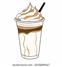 Frappe iced coffee  with whipped cream