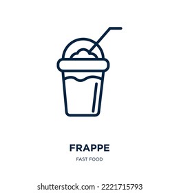 frappe icon from fast food collection. Thin linear frappe, milk, drink outline icon isolated on white background. Line vector frappe sign, symbol for web and mobile