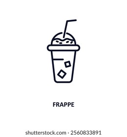 frappe outline icon.  Thin line icon from fast food collection. Editable vector isolated on white background