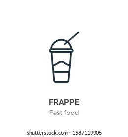 Frappe outline vector icon. Thin line black frappe icon, flat vector simple element illustration from editable fast food concept isolated on white background