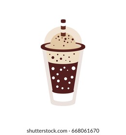 Frappuccino with ice in takeaway cup vector Illustration