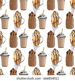 Frappuccino seamless pattern.