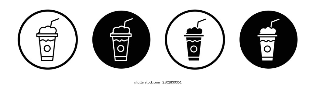 Frappuccino-Vektorsymbol-Set schwarz gefüllt und umrissen Stil.