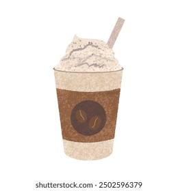 Frappuccino vector illustration. Coffee smoothie with cream and syrup. Delicious drinks.