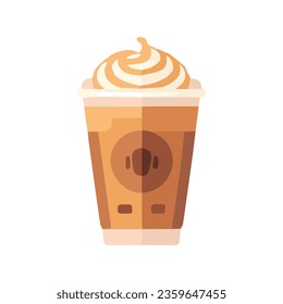 Frappuccino vector illustration, flat frappuccino on a plastic cup vector art isolated on a white background