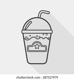 frappucino flat icon with long shadow, line icon