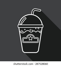 frappucino flat icon with long shadow, line icon