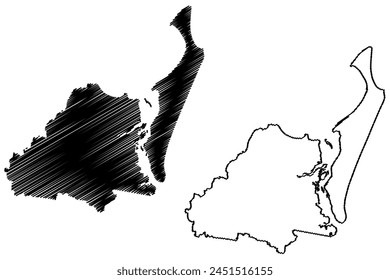 Fraser Coast Region (Commonwealth of Australia, Queensland state) map vector illustration, scribble sketch Fraser Coast map