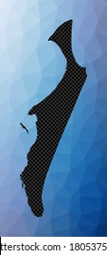 Mapa geométrico de la Isla Fraser. Forma de patrón de Fraser en un estilo de polos bajo. Elegante ilustración vectorial de isla.