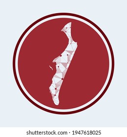 Icono de Isla Fraser. Logo tecnológico de moda de la isla. Diseño redondo de malla geométrica. Tecnología, internet, red, concepto de telecomunicaciones. Ilustración vectorial.