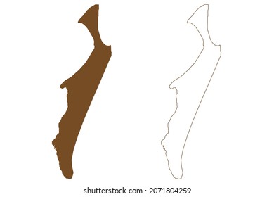 Fraser island (Queensland, Commonwealth of Australia) map vector illustration, scribble sketch K'gari or Gari map