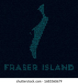 Fraser Island tech map. Symbol in digital style. Cyber map of Fraser Island with name. Stylish vector illustration.
