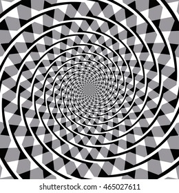 Fraser spiral optical illusion. Also known as the false spiral or the twisted cord illusion. The overlapping arc segments appear to form a spiral, but the arcs are a series of concentric circles.