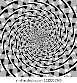 Fraser spiral optical illusion, psychedelic spiral with radial rays twirl