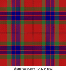 Fraser tartan plaid. Scottish pattern in red, green and blue cage. Scottish cage. Traditional Scottish checkered background. Clan Fraser. Seamless fabric texture. Vector illustration