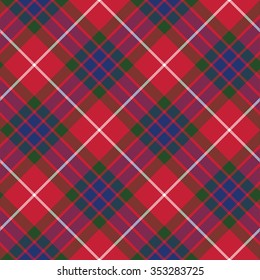 fraser tartan seamless pattern diagonal fabric texture. Vector illustration. EPS 10. No transparency. No gradients.