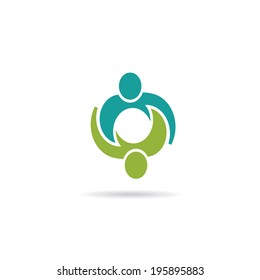Fraternal hug couple image. Concept of friendship, meeting, love.Vector icon