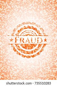 Fraud abstract orange mosaic emblem with background