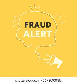 Fraud alert banner yellow background and bubble icon symbol. Modern illustration for announce.