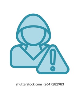 Alerta de fraude duplo tom azul cor, mini ícone de ilustração. use para conceito moderno, impressão, UI, kit UX, web e desenvolvimento de aplicativos. Vetor relacionado com gestão de riscos, negócios, finanças.