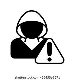 Glifo de alerta de fraude, mini icono de ilustración. uso para concepto moderno, impresión, interfaz de usuario, kit de UX, Web y desarrollo de App. Vector relacionado con la gestión de riesgos, negocios, finanzas.

