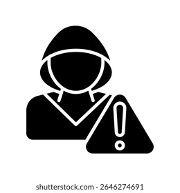 Glifo de Alerta de Fraude, mini ícone de ilustração. use para conceito moderno, impressão, interface do usuário, kit UX, desenvolvimento de Web e aplicativos. Vetor relacionado com gestão de riscos, negócios, finanças.
