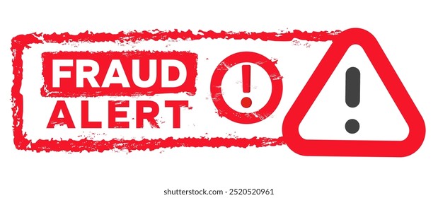 Fraud alert with grunge stamp written the sentence Fraud Alert text sign symbols vector illustration eps editable text